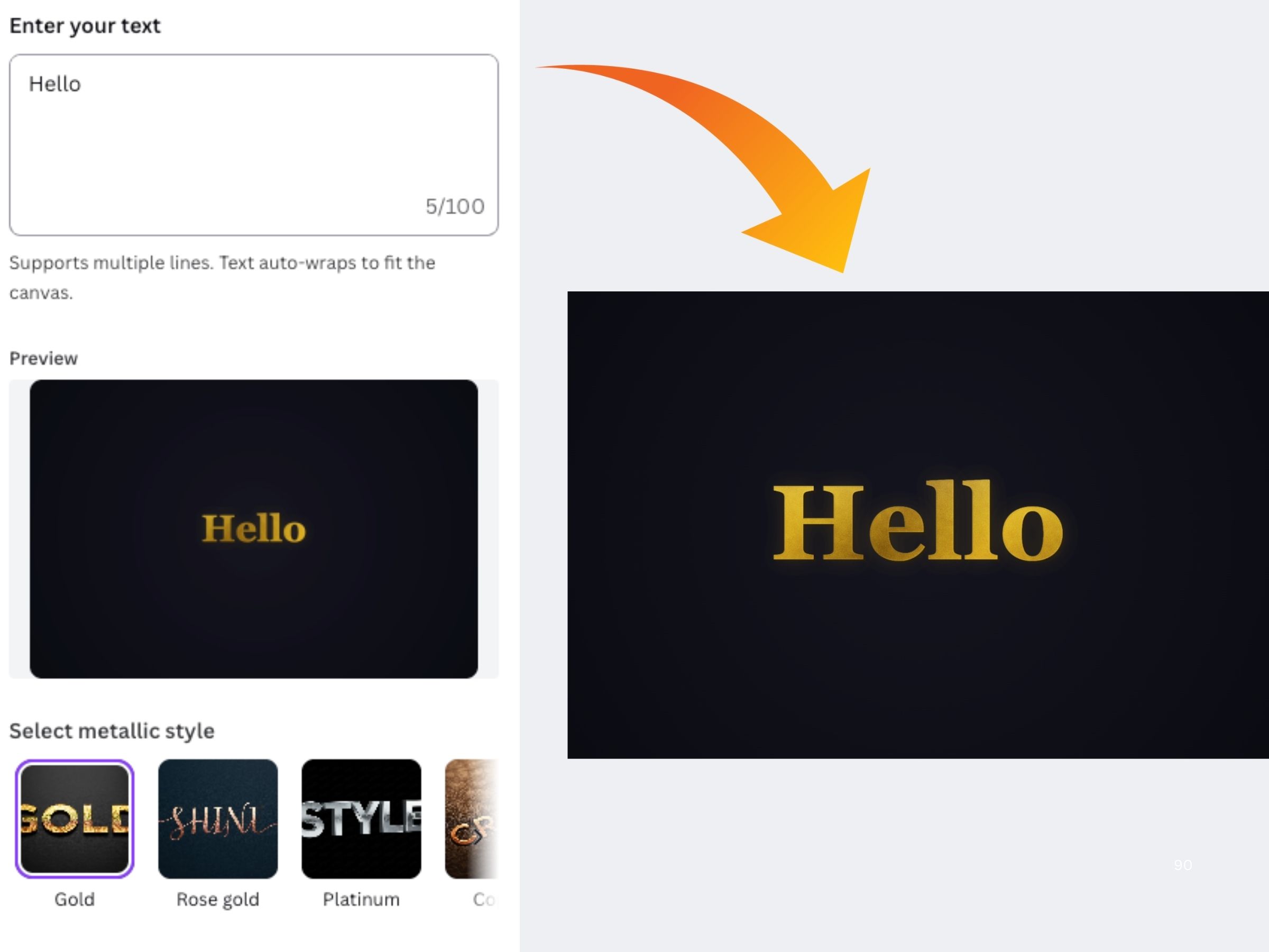 AI Gold Foil Text