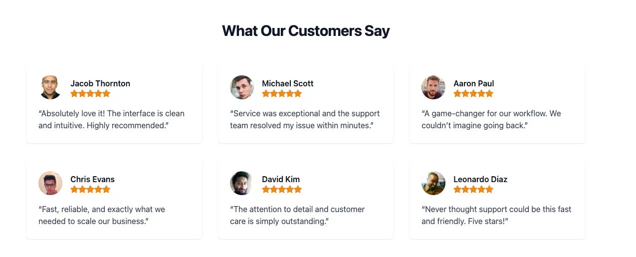 Template - testimonials